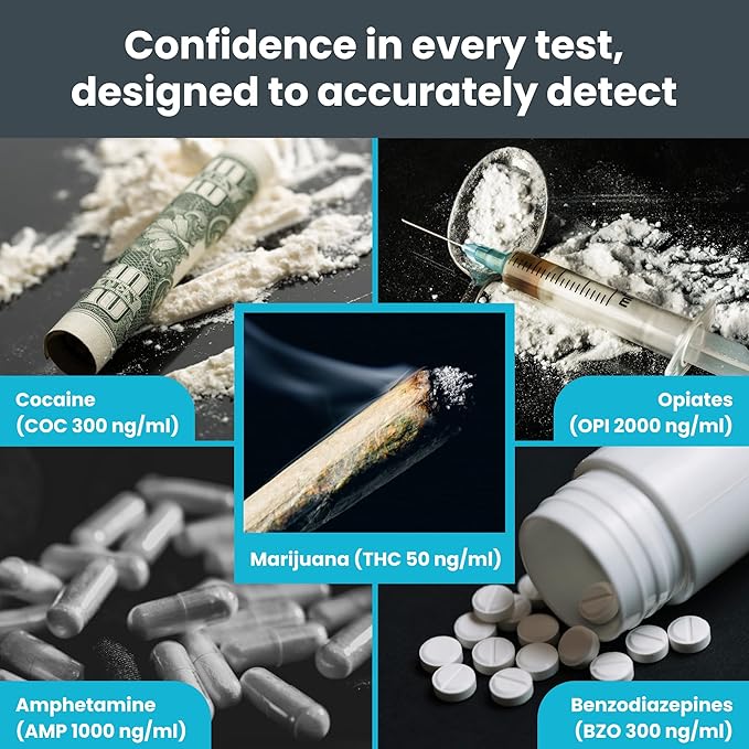Exploro 5 Panel Drug Test Kit – At Home Urine Drug Test for THC, Cocaine, Opiates, Amphetamines & Benzodiazepines – Rapid & Accurate & Easy At Home Drug Testing Strips (Pack of 7)