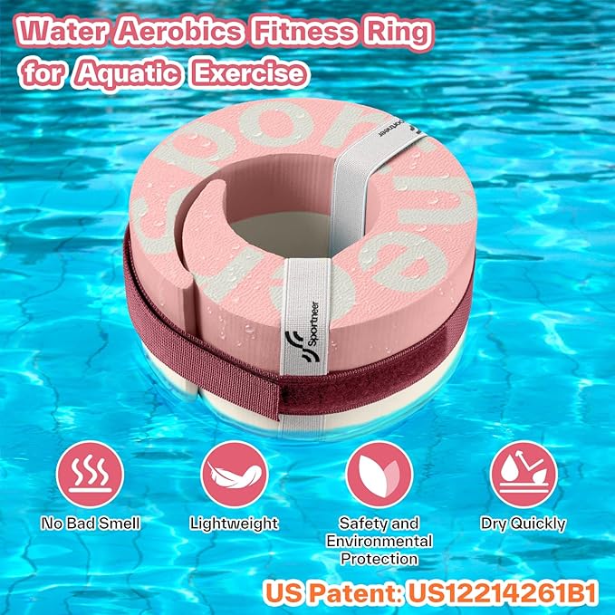 Foam Aquatic Cuffs Exercise Equipment: Sportneer Water Aerobics Float Ring with Adjustable Webbing Pool Exercise Workout Set Water Ankle Ring