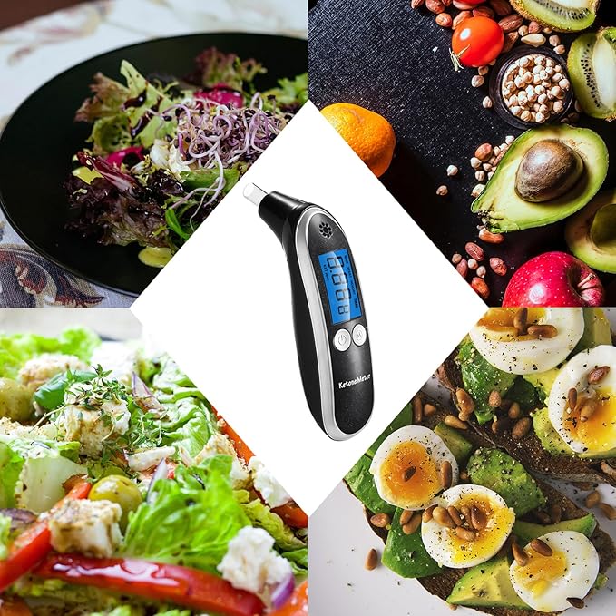Breath Ketosis Meter & Breath Monitoring Analyzer - High Accuracy Ketone Breath Analyzer for Quick & Easy Track Your Ketones - Professional Home Ketosis Breath Tester with 10 Mouthpieces