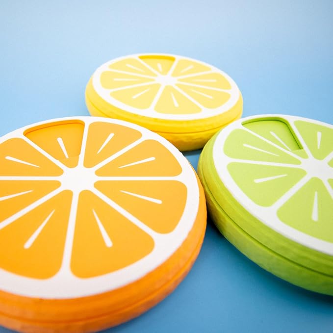 Pill Organizer 7 Day Large Citrus Box – Weekly Pill Organizer for Vitamins & Medicine, Cool Travel Pill Case, Portable 7-Day Pill Box (Yellow)