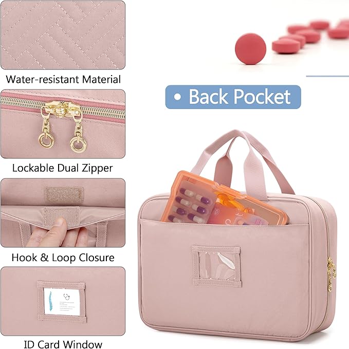 Damero Medicine Organizer, Pill Bottles Storage Travel Bag for Prescription Medication, Medical Supplies - Misty Rose