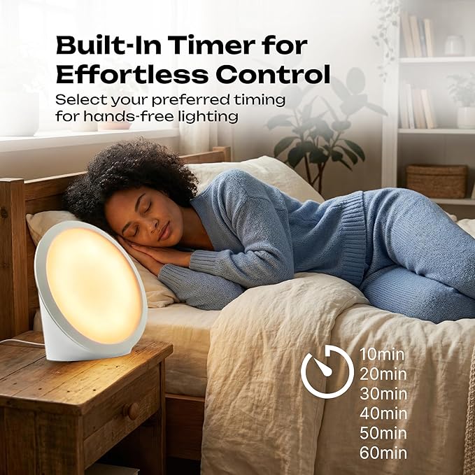 Light Therapy Lamp 10000 Lux - Happy Lamps Full Spectrum Sunlight Lamps for Day Light - Portable Uv-Free Sun Daylight Box with Bright White Natural Lights Adjustable Brightness for Mood Energy