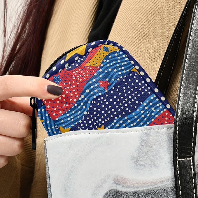 Dotted July 4th Stars Travel Pill Organizer Case Box Container Weekly Portable Vitamin Medicine Holder Storage Bag with Zipper Removable