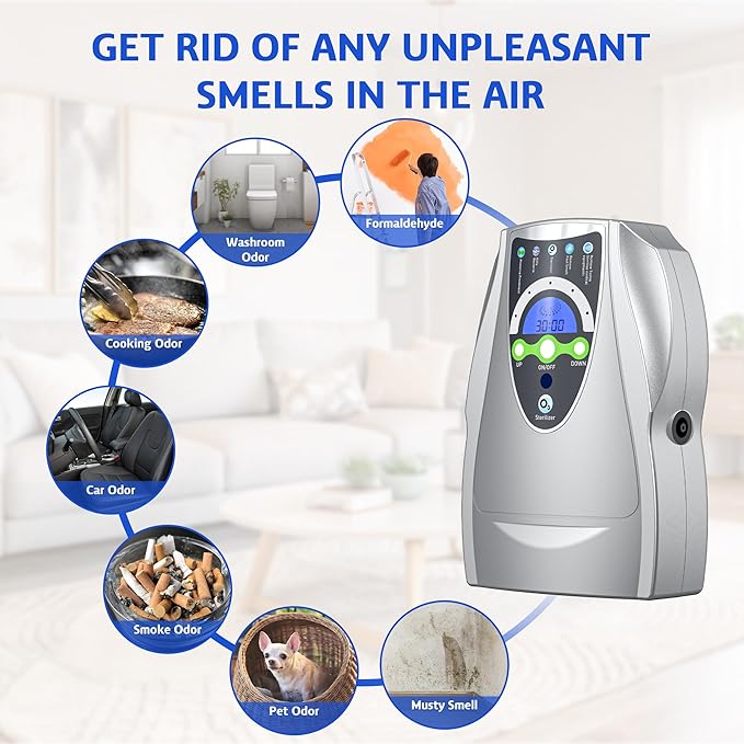 VTAR Ozone Machine, 500mg/h Multipurpose Ozone Machine Purify Air, Water, Fruits, Vegetables, Toothbrushes, Aquarium. Fruit Cleaner Device in Water
