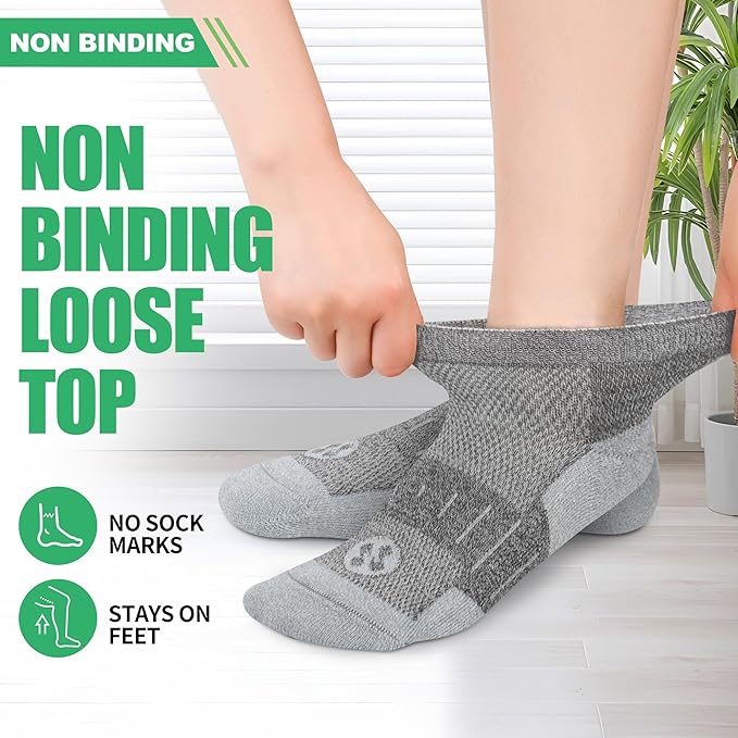 Diabetic Socks for Men,4 & 6 Pairs Low Cut Bamboo Viscose Wide Mens Diabetic Socks Size 9-11 10-13