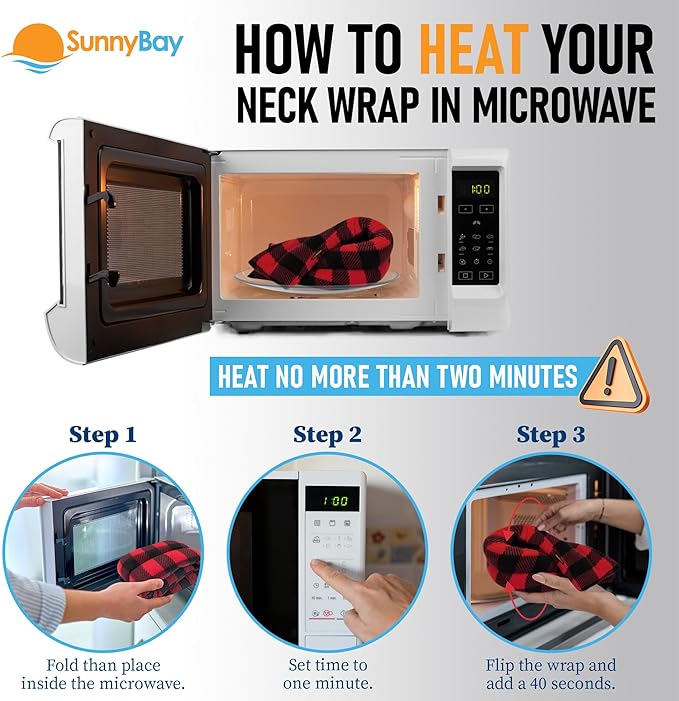SunnyBay Microwave Heating Pad for Neck and Shoulders, Versatile Bean Bag Moist Heating Pad, Microwavable Neck Wrap and Cool Pack for Deep Pain Relief, Weighted Hot or Cold Therapy (Buffalo)
