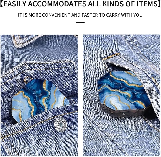 This Portable Watercolor Gold and Blue Marble Pattern 4-Compartment Pillbox Can Be Placed in A Pocket Or Wallet to Store Vitamins, Medicines Fish Oil Health Supplements Other Medications.