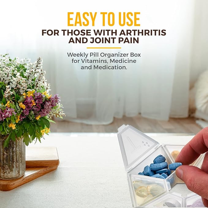 MEDca Weekly Pill Organizer Clear 7-Sided Pill Reminder, Round Shaped Pack of 2