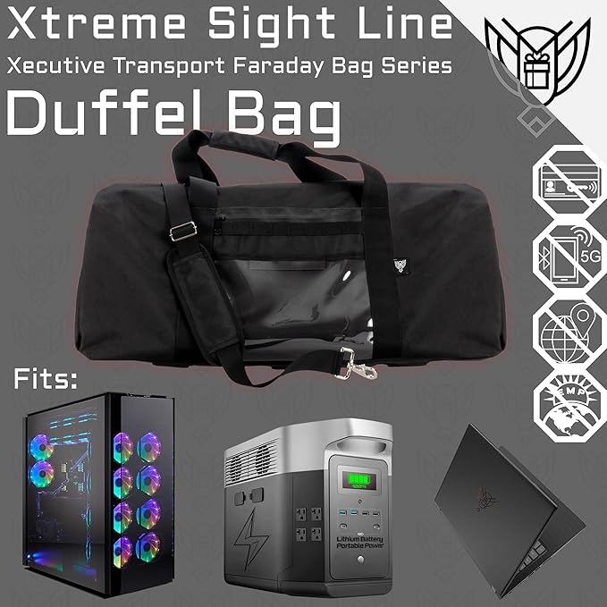 Xtreme Sight Line ~ AQUA Duffel Faraday Bag + XTECH Faraday Bag ~ Water-Proof Signal Blocking Duffel Bag for Large Electronics ~ Tracking/Hacking Defense ~ 1000D Nylon ~ OD Green