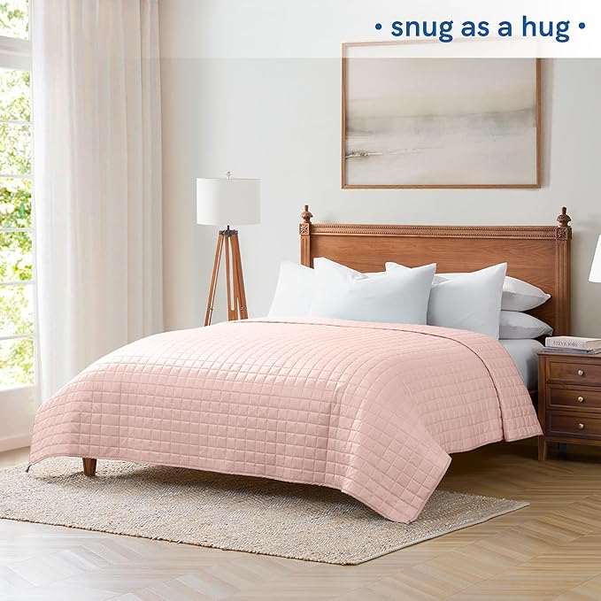 YnM Cooling Weighted Blanket for Adults, 12lbs Heavy Bed Throw Comforter with 100% PE Fabric, Ideal for Hot Sleepers or Summer Days(48x72 Inches for Twin/Full Bed, 12 Pounds, Pink)