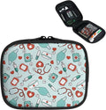 Medical Heart Print Travel Medicine Case Compact Travel Pill Organizer Box with Zipper Weekly Vitamin Storage Bag Mini Supplement Holder