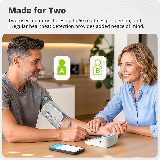 Greater Goods Bluetooth Smart Blood Pressure Monitor for Home Use – Automatic Digital Upper Arm BP Machine with 8.7”–16.5” Cuff, iOS & Android App Compatible, Large Backlit Display