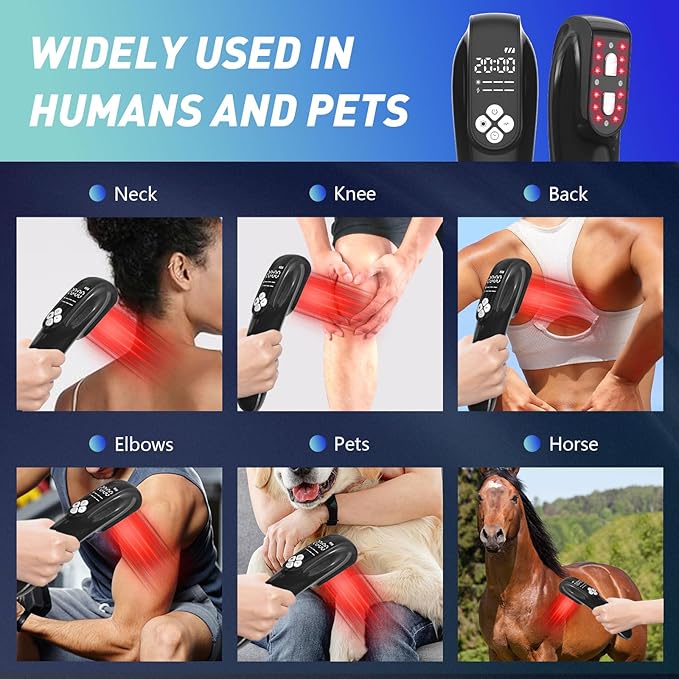 KTS Infrared Red Light Therapy Device for Dogs and Humans, Laser Therapy Devices with Straps for Muscle and Joint Pain Relief, Models:HD-Cure (Black)