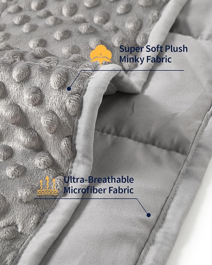 Mr. Sandman Weighted Blanket for Adults Queen Size 15 lbs, Soft Cooling Heavy Minky Blanket for Sleep, Washable Throw Blanket with Glass Beads, 60 x 80 Inches, Grey