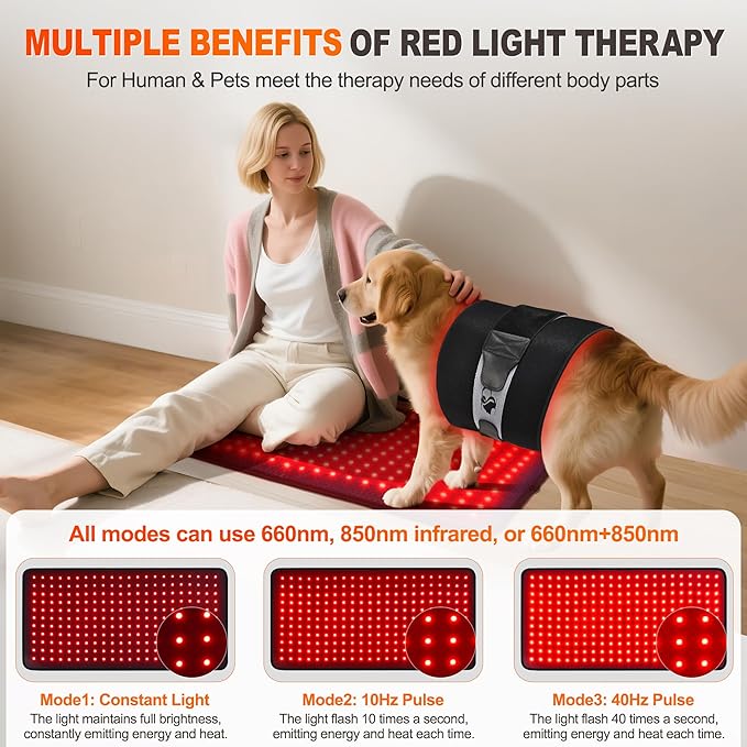 Red Light Therapy for Body, 24’’ x 12’’Large Infrared Light Therapy Pad with Timer Remote Control, 660nm 850nm Home Light Therapy for Knee Shoulder Back Muscle Joint (with Elastic Strap)