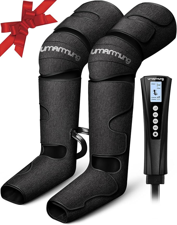 UMARMUNG Mothers Day Gifts for Mom, Wife, Women, Men, Dad, Fathers Day, Christmas, Birthday, Air Compression Massager with Heat for Foot, Leg, Knee, Works for Muscle Fatigue, Cramps, Swelling, Edema