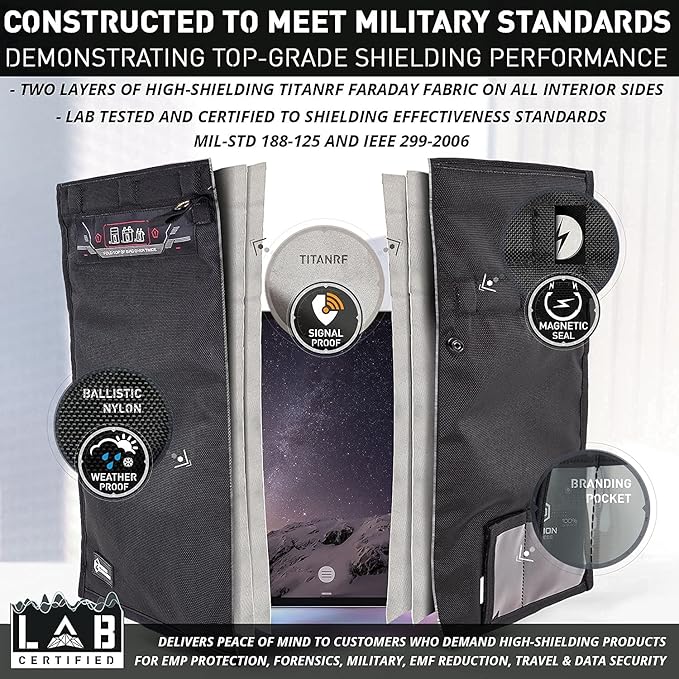 Mission Darkness NeoLok Non-Window Faraday Bag for Tablets (+ Secure Magnetic Closure) // Device Shielding for Law Enforcement & Military, Data Security, Anti-Hacking & Anti-Tracking Assurance