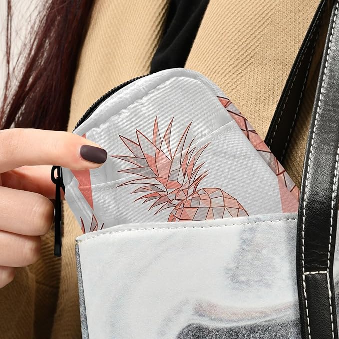 Rose Gold Marble Pinapple Pill Organizer Case White Marbling 7 Day Travel Pill Box with Zipper Portable Weekly Vitamin Medicine Supplement Holder Pouch Bag