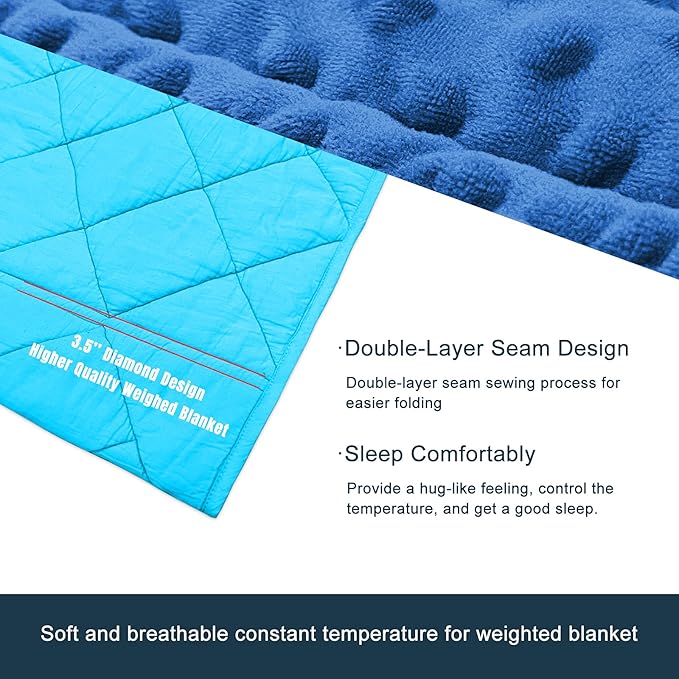 MAXTID Weighted Blanket for Kids 3lbs Blue 36inx48in for Boys and Girls Heavy Blanket for Children Comfort Sensory Blankets