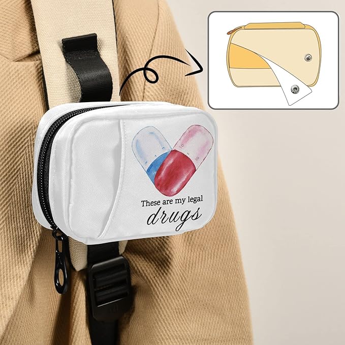 Pill Organizer My Legal Drugs Pill Box 7 Day Pill Case Bag Travel Pill Organizer Bag with Zipper Portable Weekly Case Compact Size for Vitamin Supplement Holder