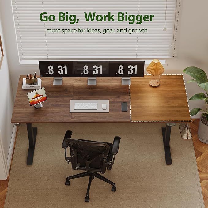 Agilestic Electric Standing Desk, 71 x 24 Inches Height Adjustable Desk, Sit Stand up for Work Office Home, Ergonomic Rising Computer Table with Memory Preset, Dark Walnut