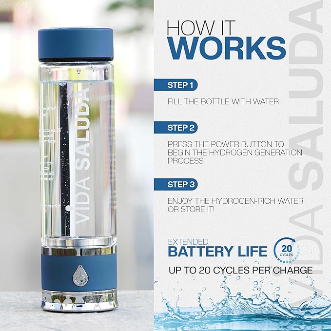 500ml (17oz) Premium Portable Hydrogen Water Bottle Generator –Under 3 Min Cycle, High-Concentration PPB, Advanced SPE/PEM, Self-Cleaning, Ionized Alkaline Water for Detox, Energy & Superior Hydration