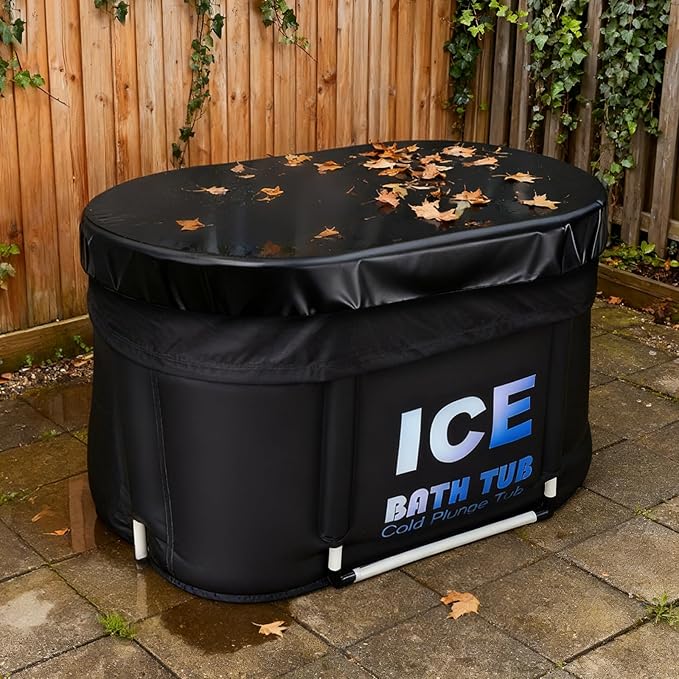 Oval Ice Bath Tub for Athletes with Cover, 130 Gal Capacity Portable Cold Plunge Tub for Recovery and Cold Water Therapy, Ice Baths for Home, Gym, Indoor, Outdoor Use