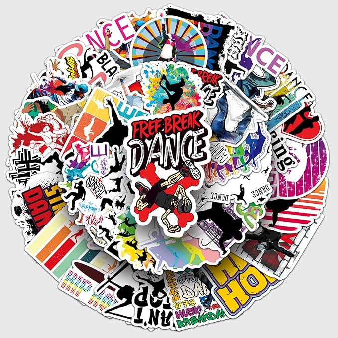 50pcs Dancing Stickers,Waterproof Vinyl Stickers with Breakdance, Street Dance & Ballet Elements, Suitable for Kids & Adults, Decor for Laptop, Phone