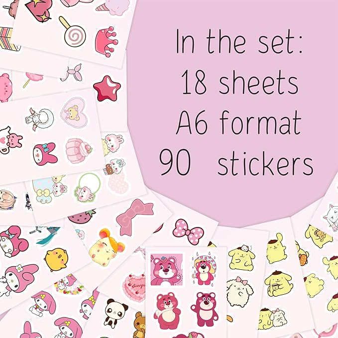 BulbaCraft Cutecore Stickers, Cute Anime Stickers for Water Bottle and Laptop - Cutecore Party Supplies & Decorations, Waterproof Vinyl Decals, Aesthetic Stickers, Gifts for Women & Men