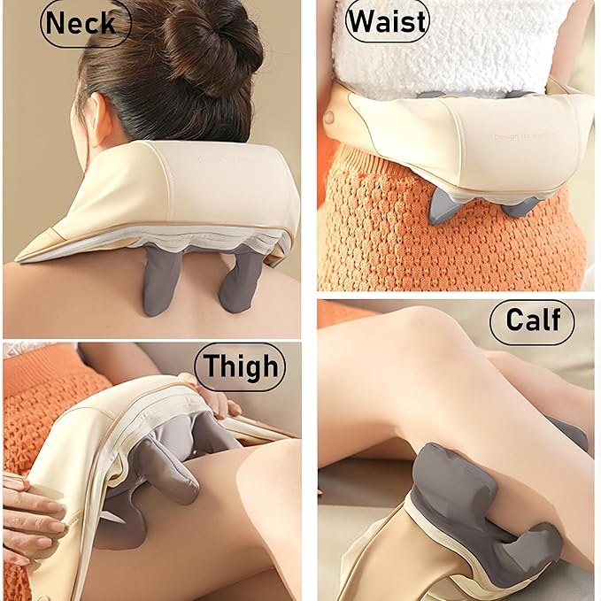 2023 Shiatsu Neck and Shoulder Massager with Soothing Heat, Electric Deep Tissue 3D Kneading Massage Pillow, Simulate Human Hand Grasping and Kneading, for Neck, Back, Shoulder, Foot, Leg, Orange