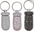 3PCS Bling Crystal Rhinestone Portable Pill Case Pill Container Waterproof Pill Holder with Keychain Glitter Travel Pill Box Small Medicine Dispenser Bottle Storage for Outdoor Camping Travel,12