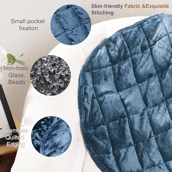 Alomidds Weighted Blanket 7lbs for Adults, Cozy Breathable Weighted Lap Blanket, Small Weighted Blanket Travel, Weighted Lap Pad for Sofa, Couch, Bluish Gray, 29" x 24"