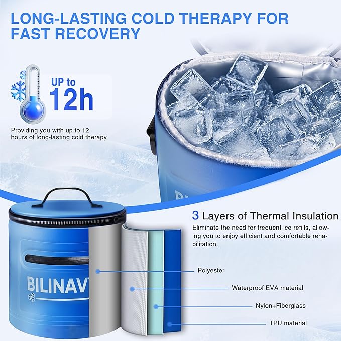 Cold Therapy Machine, Portable Ice Therapy Machine for Knee After Surgery with Programmable Timer & Flow Rate, Quiet Pump, Knee Pad, Cold Therapy Unit for Long-Term Relief and Recovery, Deep Blue