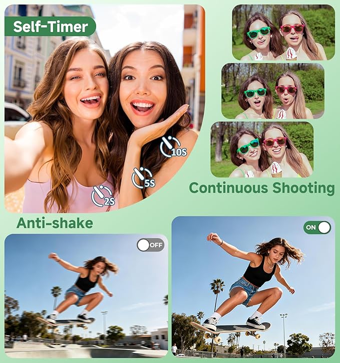Digital Camera, 2026 Upgraded 56MP Dual Screens Digital Camera, Compact Cameras Built-in Battery with 16X Zoom Travel Cameras with Smile Capture 32GB SD Card Anti Shake for Kids Beginners Teens