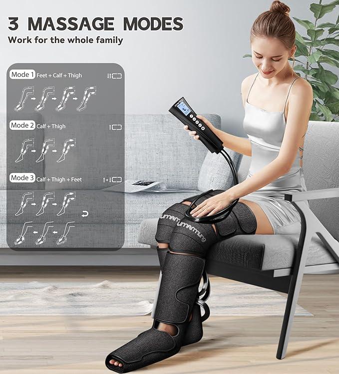 UMARMUNG Mothers Day Gifts for Mom, Wife, Women, Men, Dad, Fathers Day, Christmas, Birthday, Air Compression Massager with Heat for Foot, Leg, Knee, Works for Muscle Fatigue, Cramps, Swelling, Edema