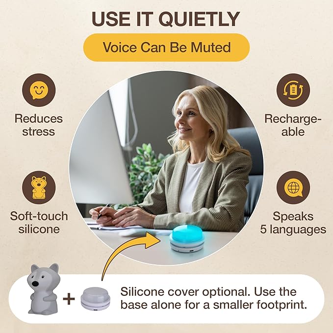 Speaking Breathing Lamp with Guided Meditation & Calming Light | Stress & Anxiety Relief Tool for Adults & Kids | Box Breathing, Sleep, Relaxation & Focus Exercise Device | Self Care Gift