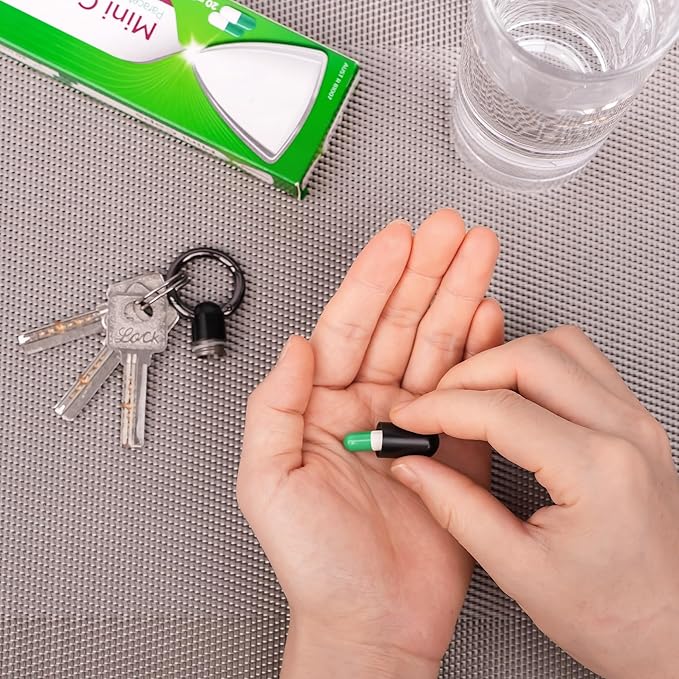 Micro Keychain Pill Holder Titanium Waterproof Mini Pill Container for Emergency Medicine，Travel Purse Pocket (Black)