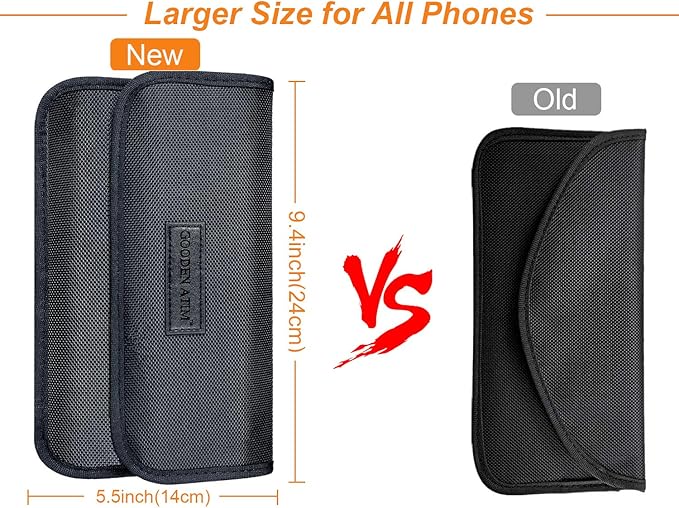 Larger Faraday Pouch[2 Pack&9.4x5.5in Size for All Phones], Faraday Bag Cage, RFID Signal Blocking Bag for Phones Privacy Protection and Car Key FOB, Anti-Tracking (Upgraded)