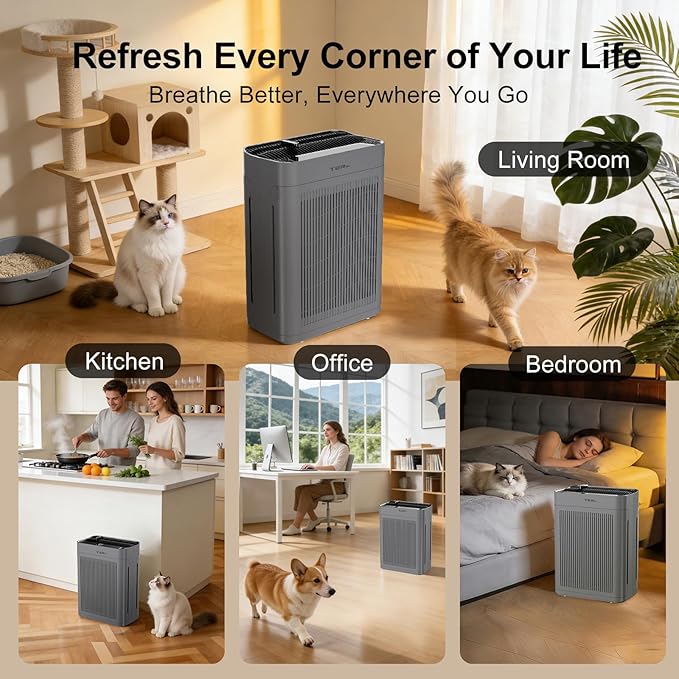 Air Purifiers for Home Large Room Up to 3000 Sq Ft with Washable Filters, H13 HEPA, Dual-Sided Air Intake, PM2.5 Sensor, 22dB Quiet Air Cleaner for Bedroom, Pets, Dust, Smoke, Pollen