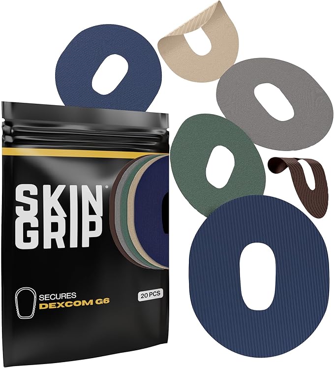 Skin Grip Adhesive Patch Compatible with Dexcom G6 Adhesive Patches Waterproof & Sweatproof with Cutout, Lasts 10-14 Days, Continuous Glucose Monitor Patch, CGM Sensor Cover – 20 Pack, Basics Pack