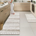 Arttown Anti Fatigue Mats for Kitchen Floor, Boho Moroccan Farmhouse Kitchen Mats Cushioned Anti Fatigue Rug, Waterproof Non-Slip Washable Kitchen Rugs - Cream Brown