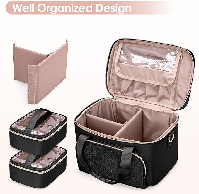 Medicine Storage Bag with 2 Medical Bags, Pill Bottle Organizer Bag Empty First Aid Bag for Travel, Home Healthcare, Black(Empty Bag Only)