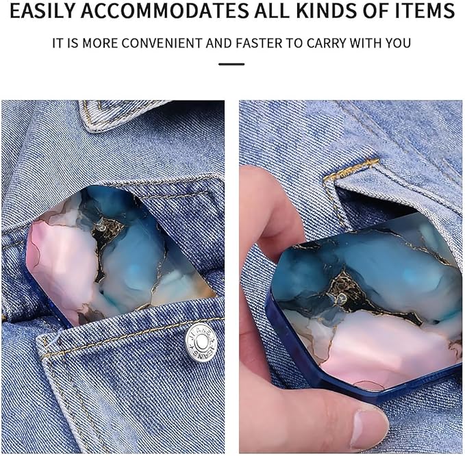 This Portable Abstract Marble Pattern 6 Compartment Pill Box Can Be Placed in A Pocket Or Wallet to Store Vitamins, Medicines Health Supplements Other Medications.
