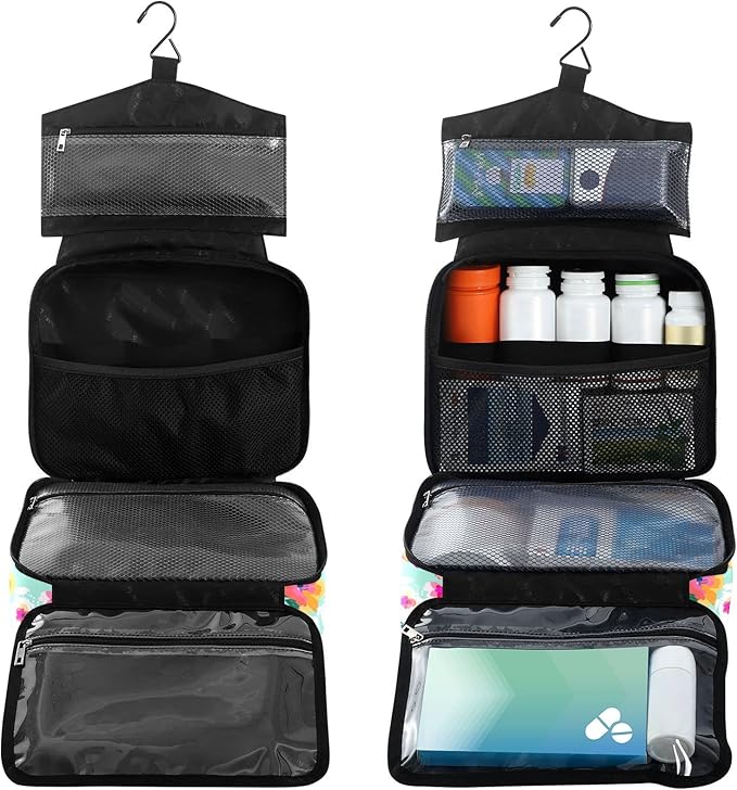 Naanle Pill Organizer Bag Travel Pill Bottle Medicine Organizer Home Storage Medication Bag for Vitamin Supplements, Watercolor Spring Flowers Empty First Aid Bag for Car Camping, 1.0 Count