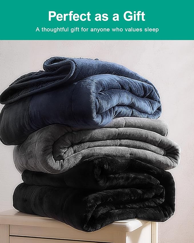Super Fuzzy Soft Sherpa Fleece Weighted Blanket, 20 lbs Dual Sided Fluffy Heavy Weighted Blankets for Adults - No Bunching with Double Layers of Soft Inner Lining (60"x 80", 20 Pounds)