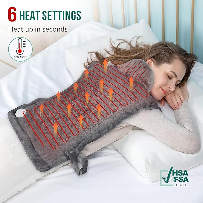 Snailax Heating Pad for Neck and Shoulders and Back, Large Heating Pad for Neck and Shoulders, Electric Heated Wrap, 6 Heat Settings & Auto Shut Off, Washable,Gifts