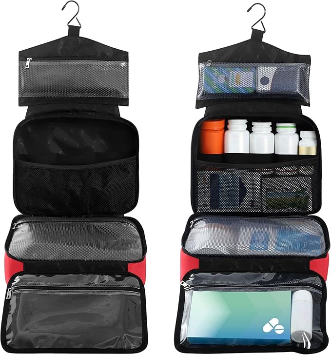 Naanle Pill Organizer Bag Travel Pill Bottle Medicine Organizer Home Storage Medication Bag for Vitamin Supplements, White Cross Empty Red First Aid Bag for Car Camping, 1.0 Count