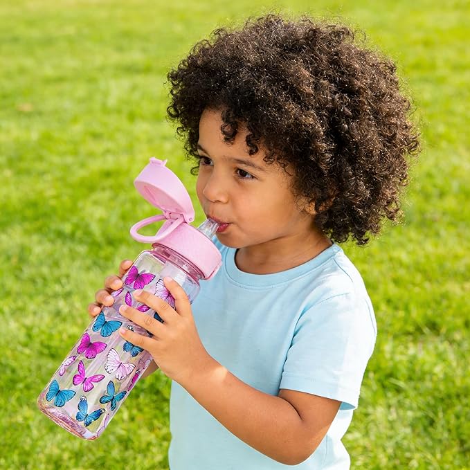 GOPPUS 17oz Kids Water Bottle for School -Straw, Leak-Proof Tritan Sports Bottle Time Marker Reusable for Girls Boys