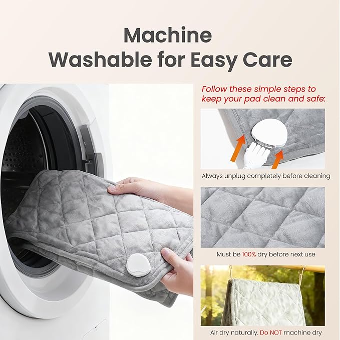 Ultra-Soft Flannel Heating Pad with Crystal Beads - 9 Heat & 4 Timer Settings, Machine Washable for Pain Relief, 33x17 Inch - Sophisticated Gray