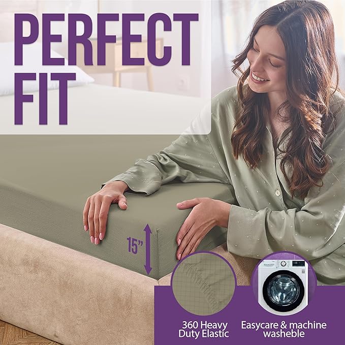 Earth Grounding Sheets King Size with 12% Silver Fiber & 4% Silk & 84% Cotton - Green - Quality Certified Grounded Well Bed Sheet - Conductive Fitted Sheet for Better Sleep